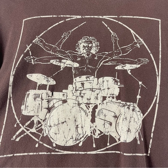 Vitruvian Man On Drums Small Graphic Shirt Davinci Drummer Band Musician Rock - Picture 3 of 6